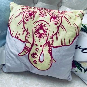 Purple and Yellow Velvet Elephant Pillow